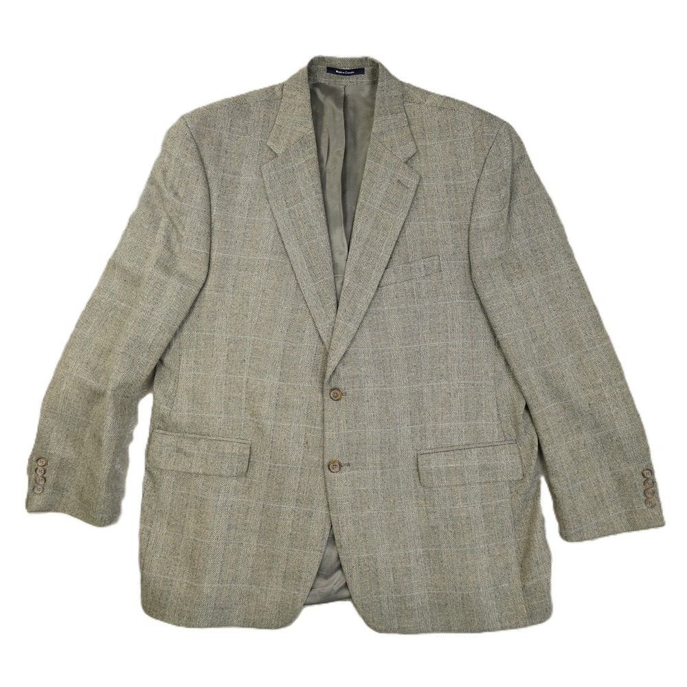 Chaps Ralph Lauren Vtg Silk Wool Linen Blend Blazer Men's 48T Beige Herringbone